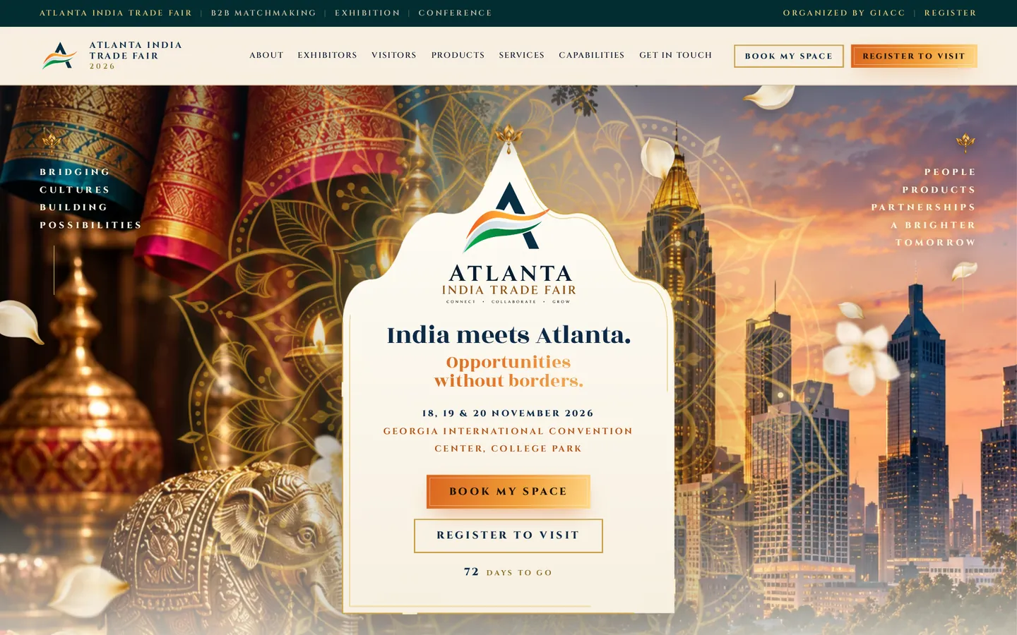 Atlanta India Trade Fair website on a desktop screen