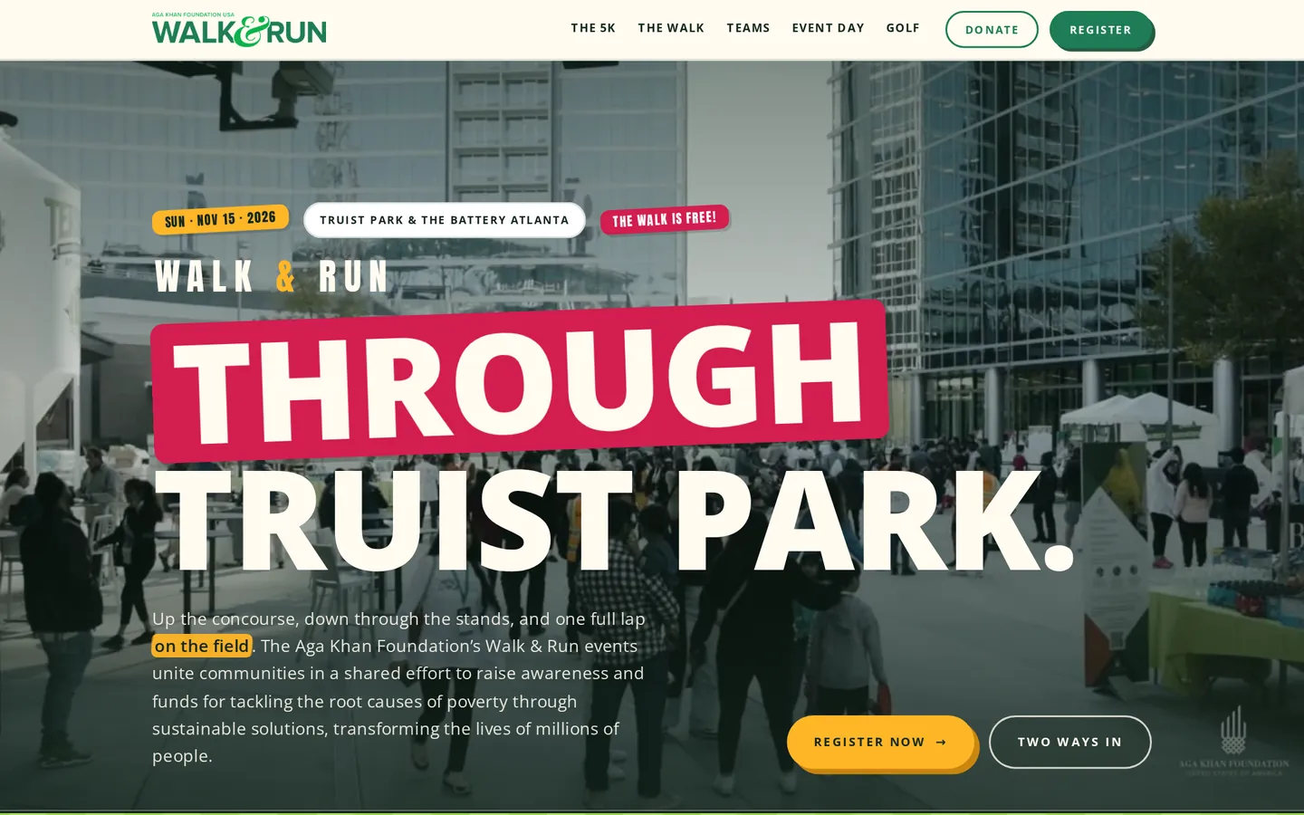 AKF Walk & Run Atlanta website on a desktop screen