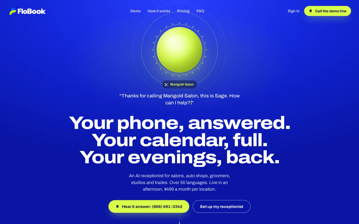 FloBook website on a desktop screen